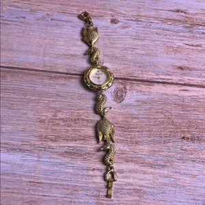Women' Lucoral Gold Fish Motif Bracelet Watch